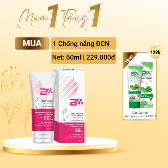 2M SKIN kem chống nắng dưỡng trắng da đa chức năng SPF50+ PA+++ TẶNG sữa rửa mặt 109K