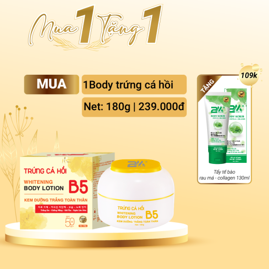 [COMBO] 2M SKIN kem dưỡng body trắng da toàn thân trứng cá hồi collagen viatmin B5 180g TẶNG sữa rửa mặt