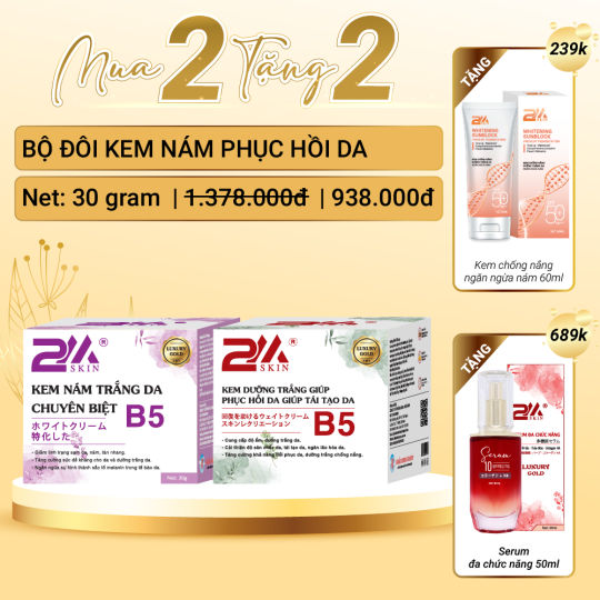 2M SKIN Combo kem trị nám tàn nhang đồi mồi chuyên biệt giúp phục hồi da, dưỡng trắng sáng và chăm sóc da