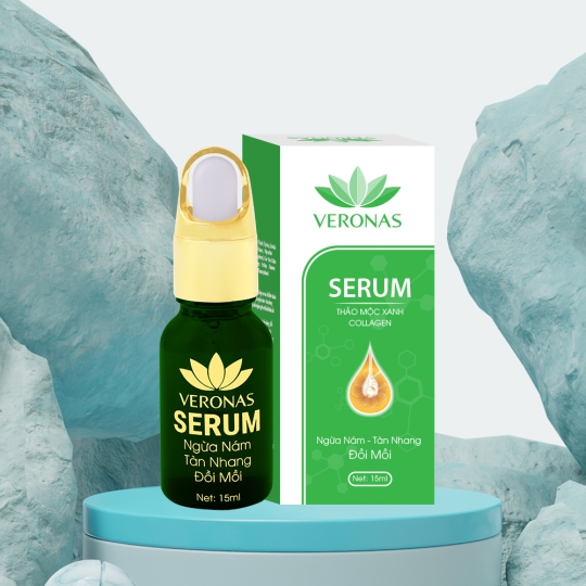 Veronas serum ngừa nám tàn nhang đồi mồi dưỡng trắng da thảo mộc xanh collagen 15ml